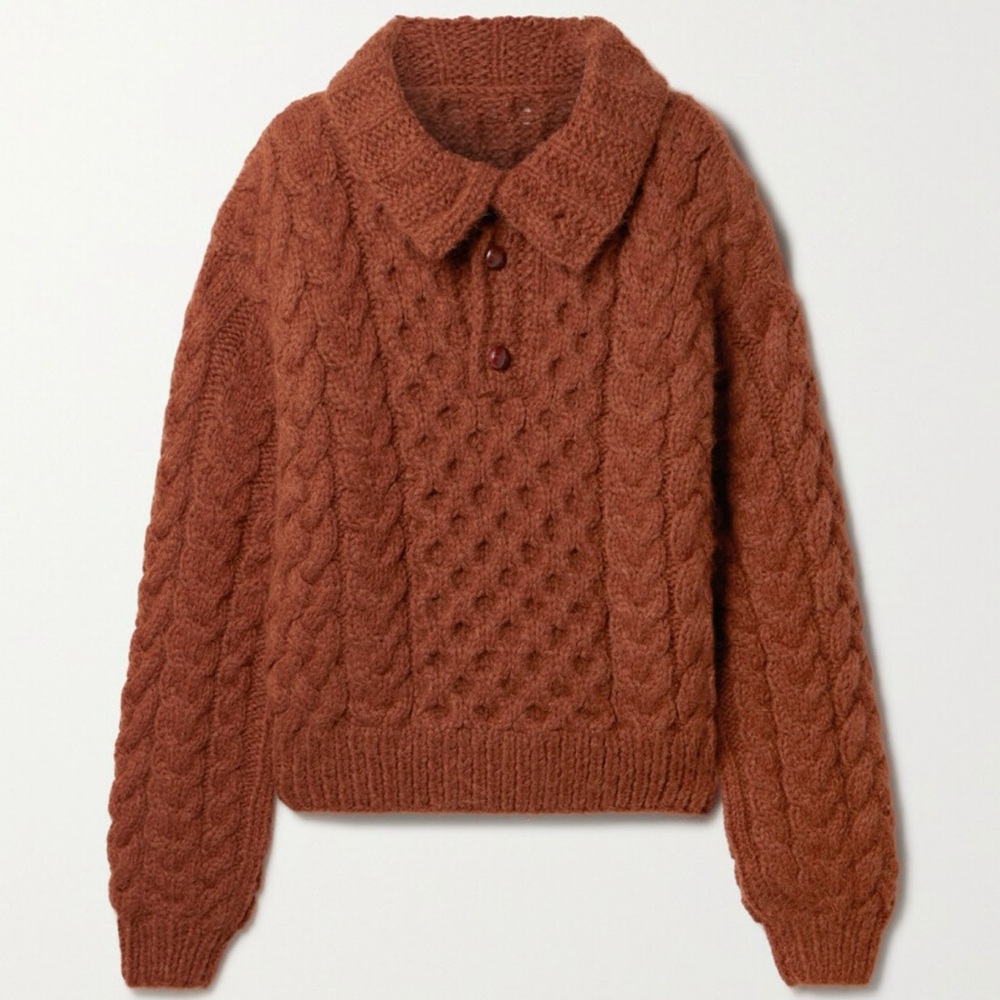 NWT DOEN handmade Nuage Cable-Knit Alpaca-Wool Sweater